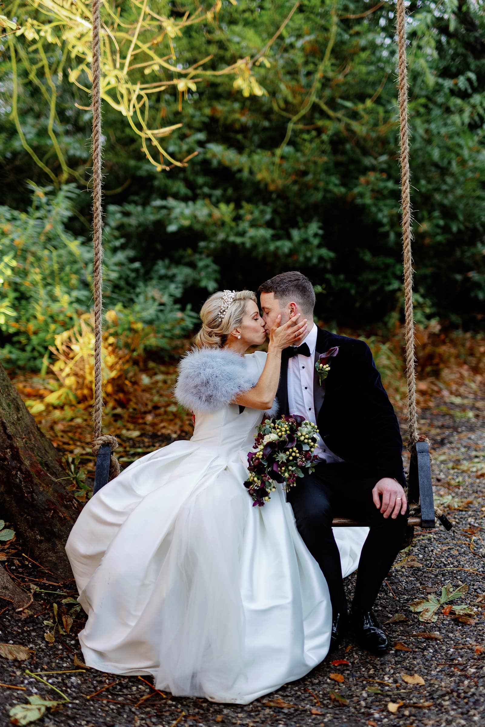 ballykealy house swing bride and groom