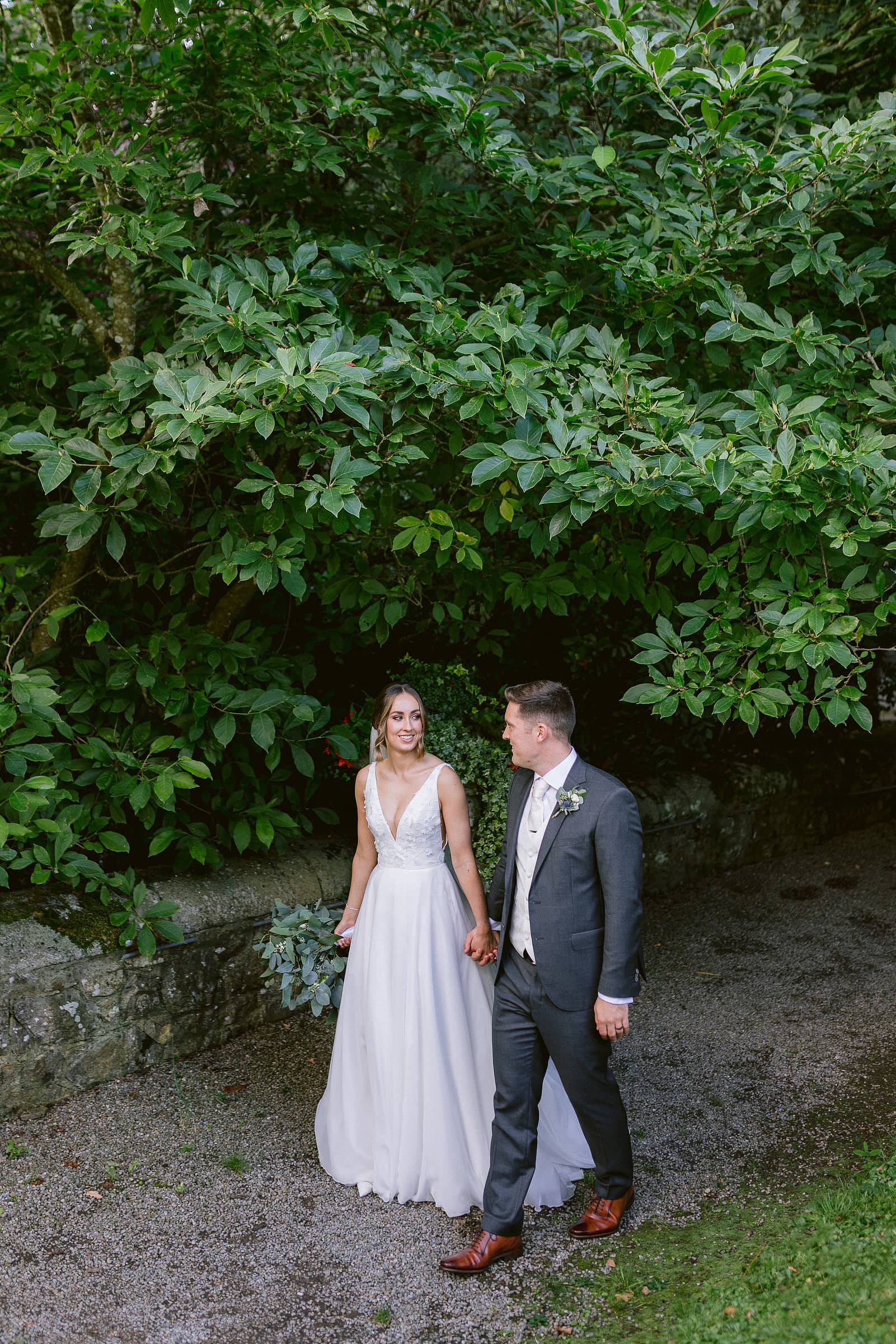 couple portraits at waterford castle wedding 48
